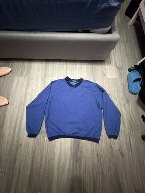 Ashworth Golf Pullover Windbreaker Size M Blue V-Neck